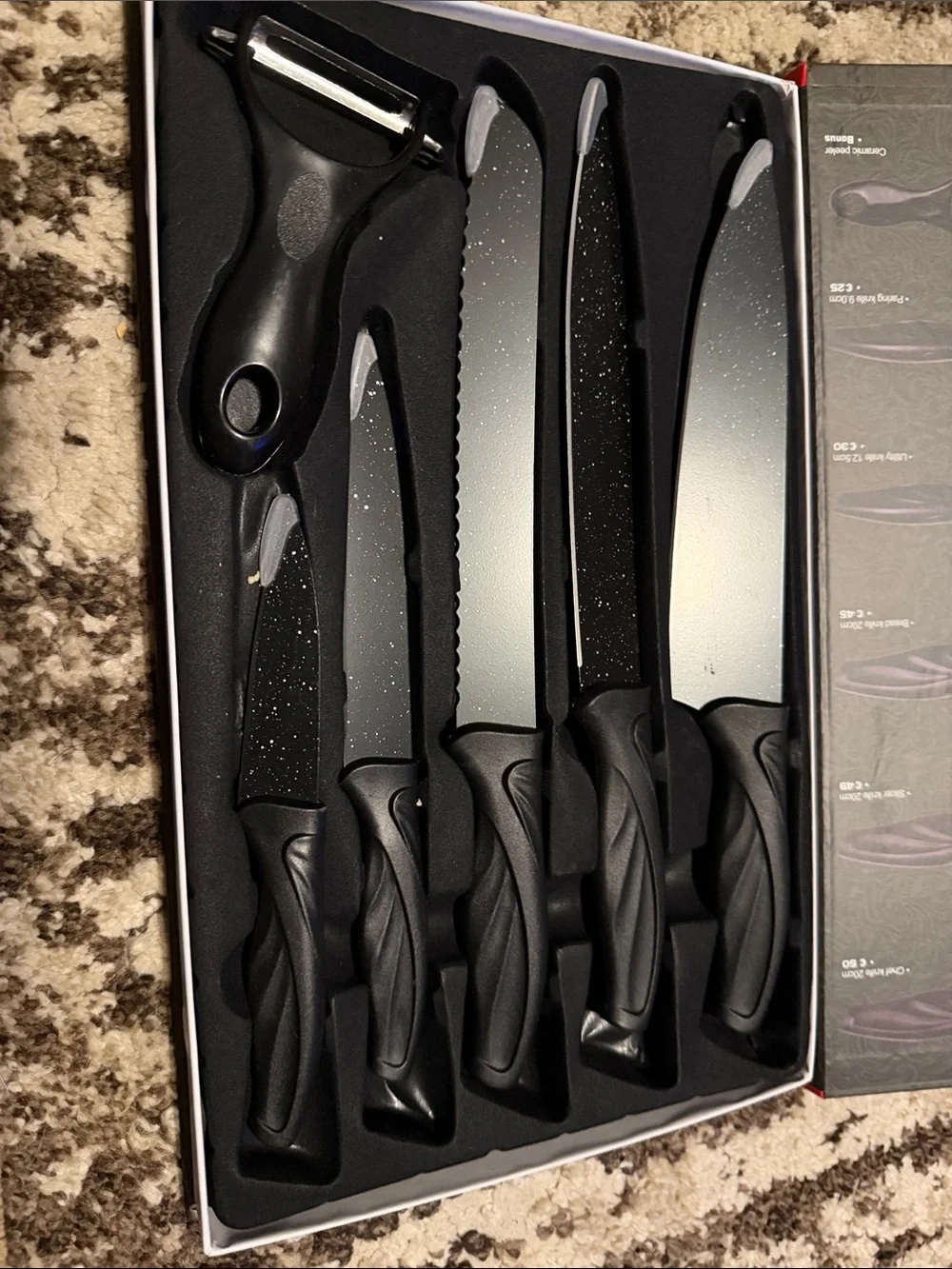NEW 6-Piece Black Kitchen Knife Set – Gift